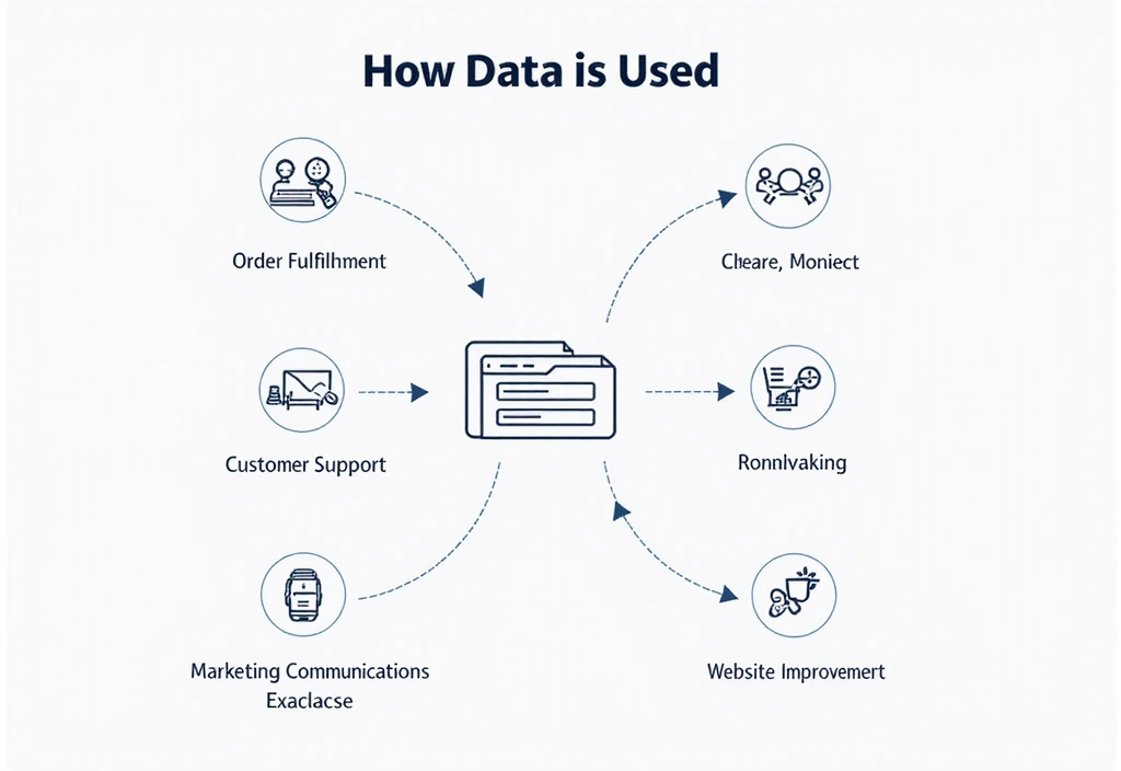 Infographic illustrating data usage for service provision, communication, and analytics